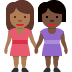 👩🏾‍🤝‍👩🏿 women holding hands: medium-dark skin tone, dark skin tone display on Twitter